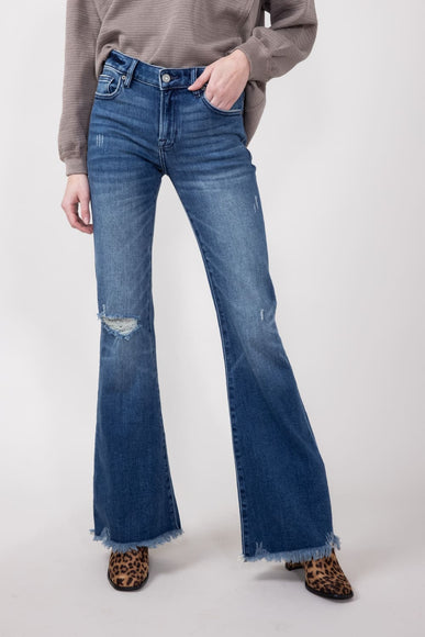 Hidden Mid-Rise Flare Distressed Jeans for Women