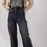 Hidden Wide Leg Carpenter Jeans for Women in Grey