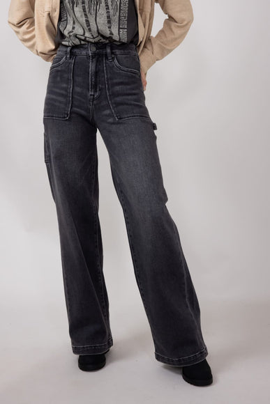 Hidden Wide Leg Carpenter Jeans for Women in Grey