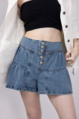 High Waist Flare Denim Shorts for Women | SP2588-DENIM – Glik's