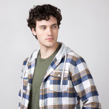 Hooded Plaid Flannel Shirt for Men in Ecru | TQ8299GL-ECRU
