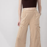 Knit Cargo Lounge Pants for Women in Taupe