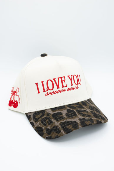 I Love You Sooo Much Trucker Hat for Women in Leopard/Tan