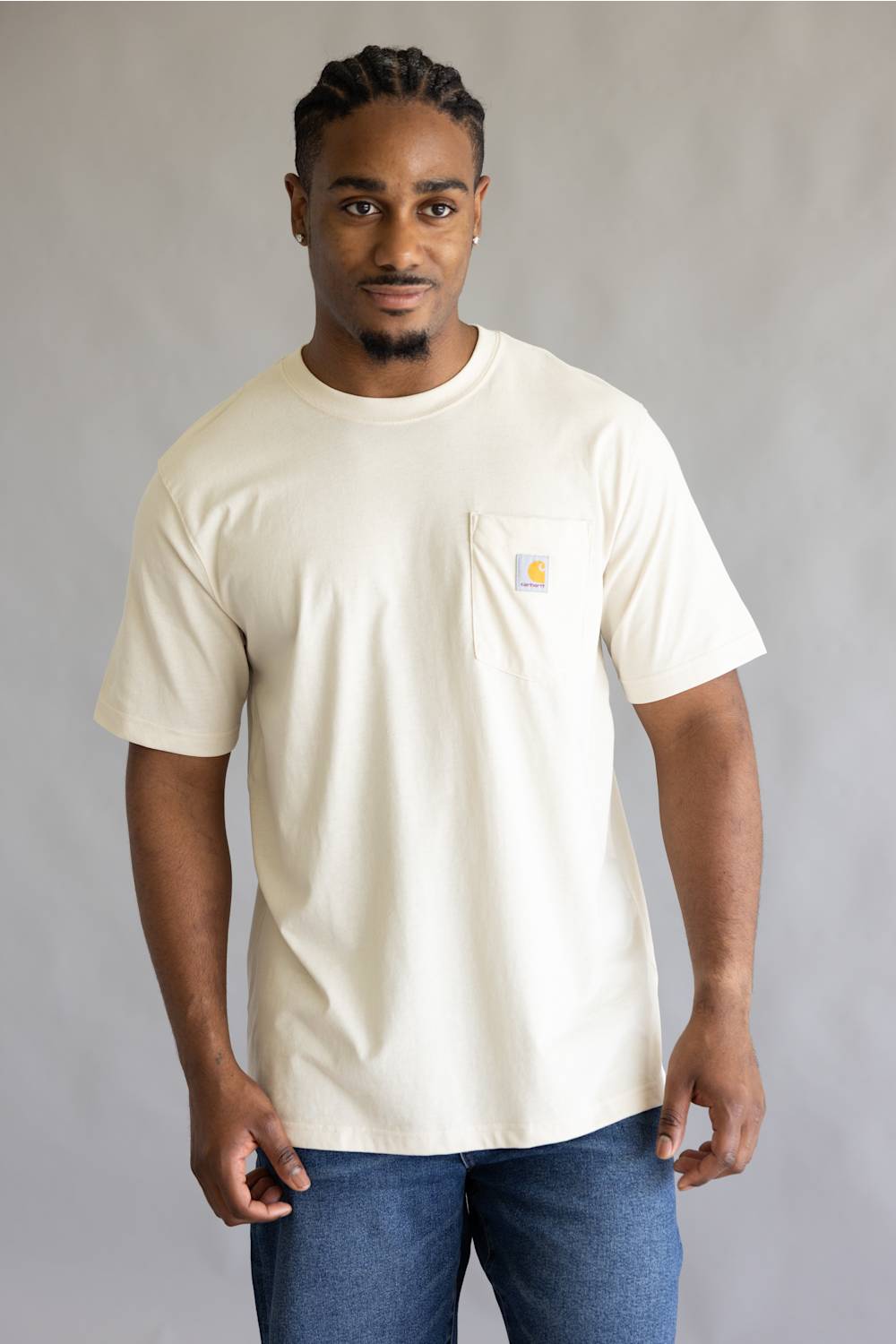 Carhartt Relaxed Faded Stripe T-Shirt for Men in Oatmilk
