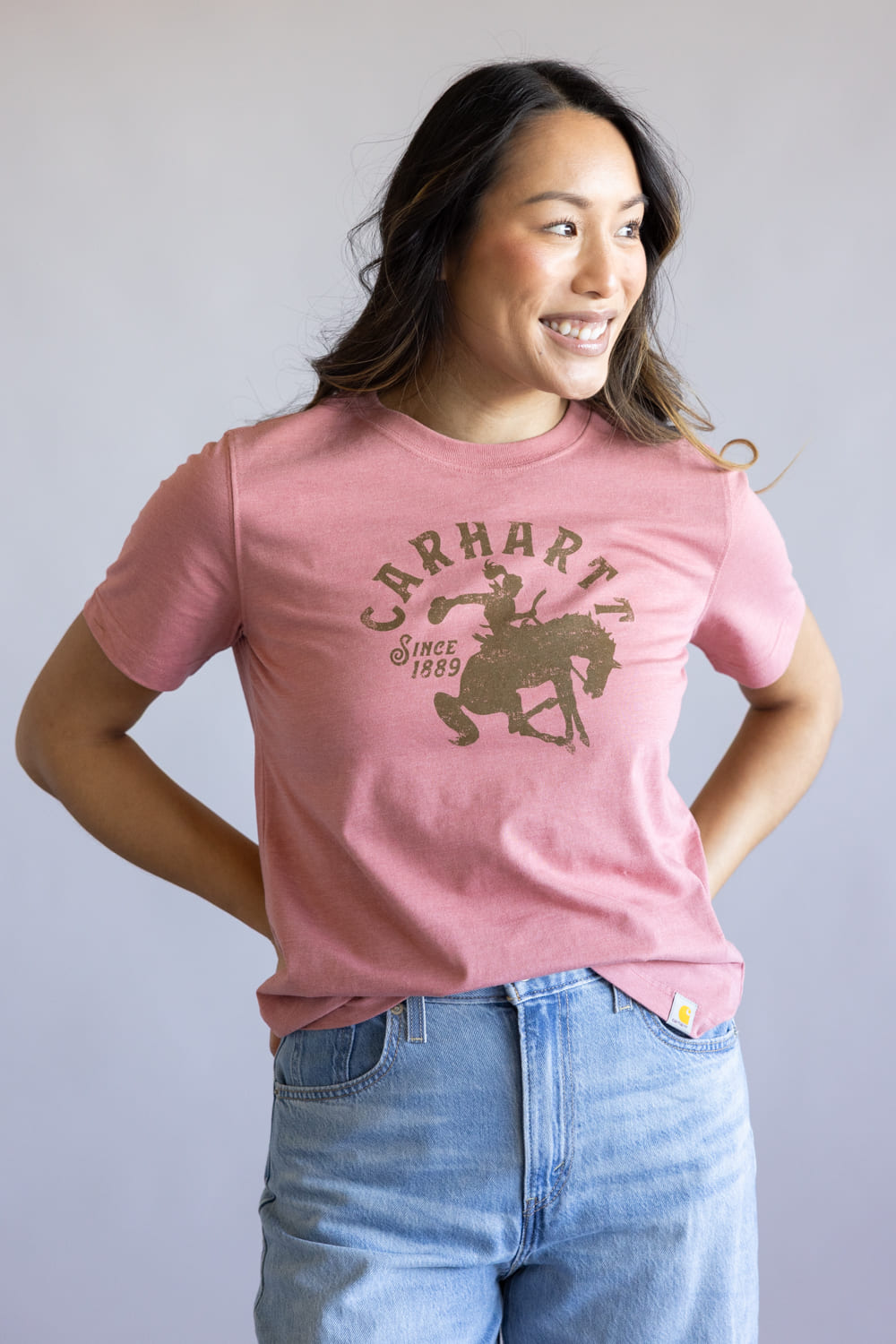 Carhartt Irvine Relaxed Horse T-Shirt for Women in Rose Tint Heather