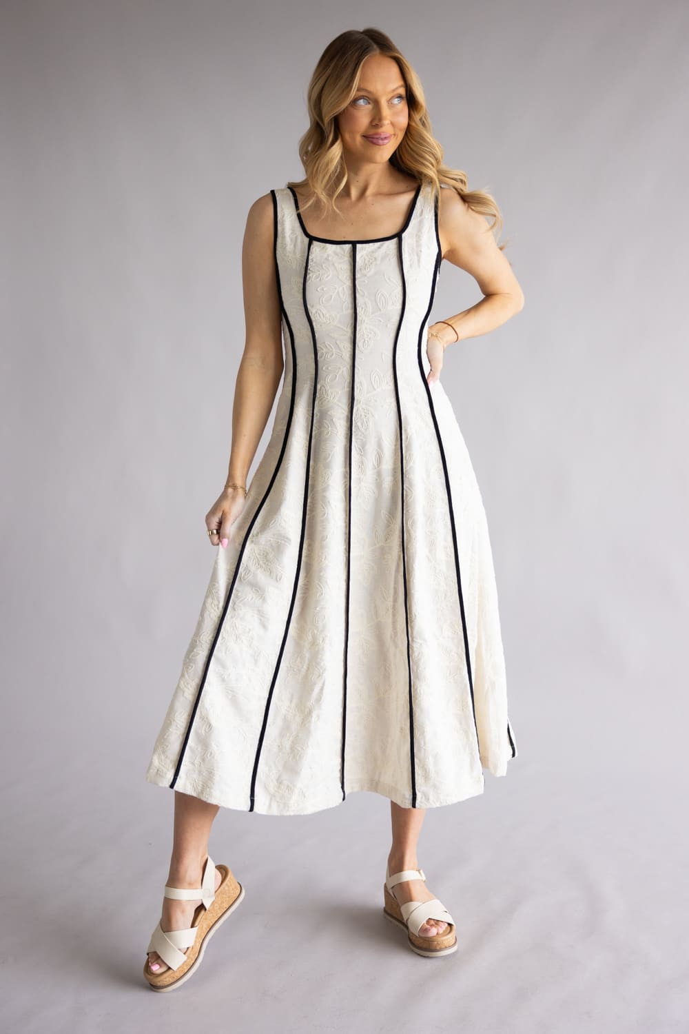 Illa Illa Textured Linen Midi Dress for Women in Natural