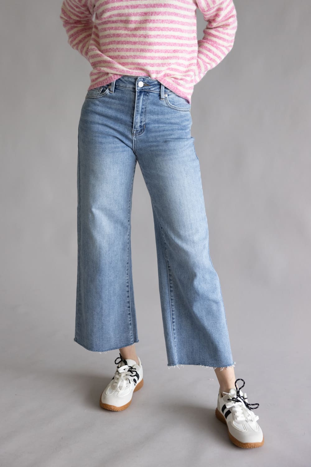 JBD High Rise Crop Slim Wide Leg Jeans for Women