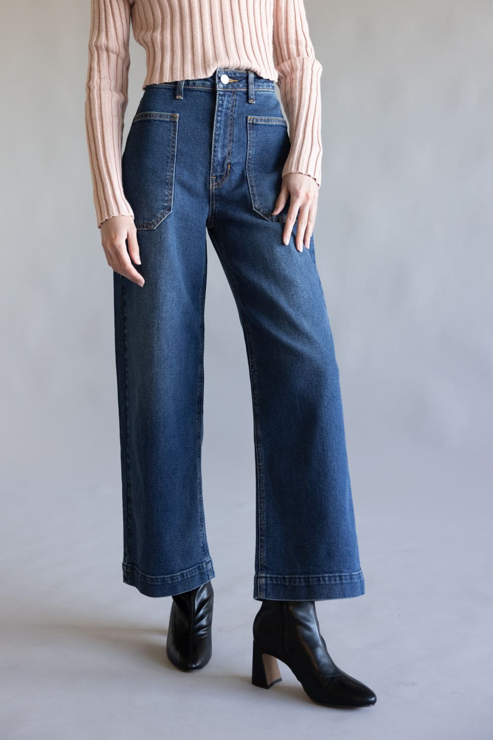 JBD High-Rise Utility Wide Leg Jeans for Women