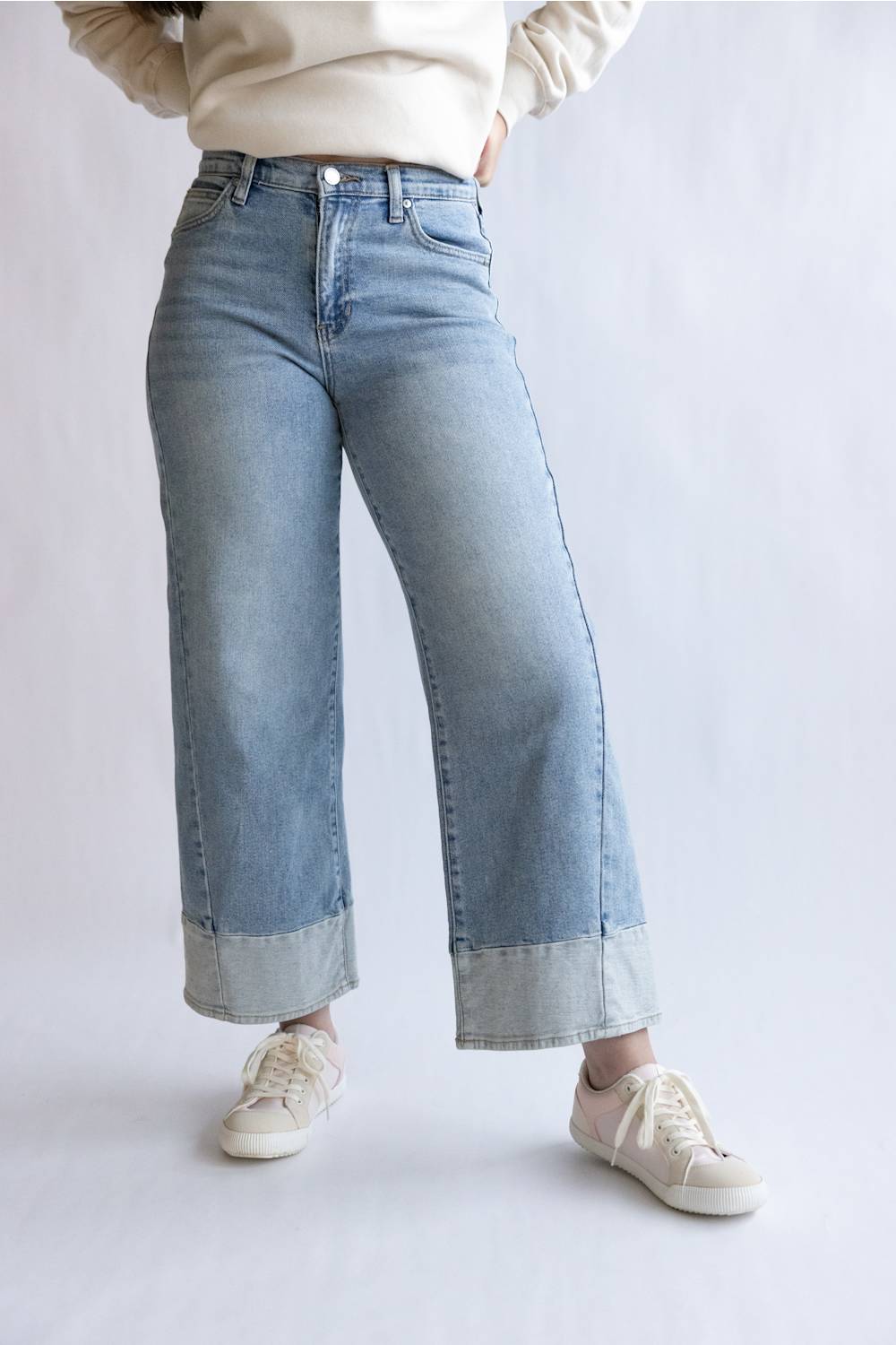 JBD Mid Rise Slim Wide Leg Jeans for Women