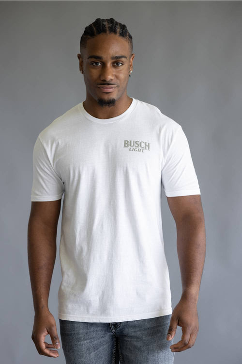 JEDCo Busch Camo Dog T-Shirt for Men in White