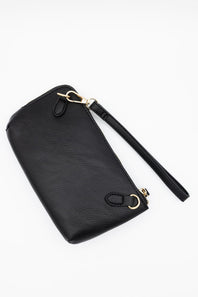 Leather Mini Crossbody Purse for Women in Black 
