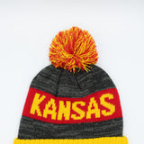Kansas Pom Beanie in Yellow/Grey