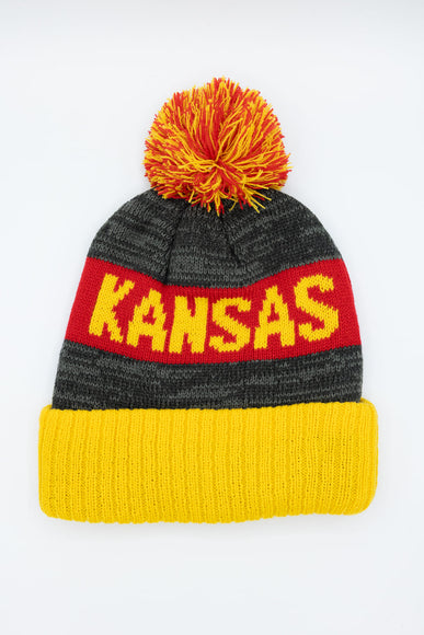 Kansas Pom Beanie in Yellow/Grey
