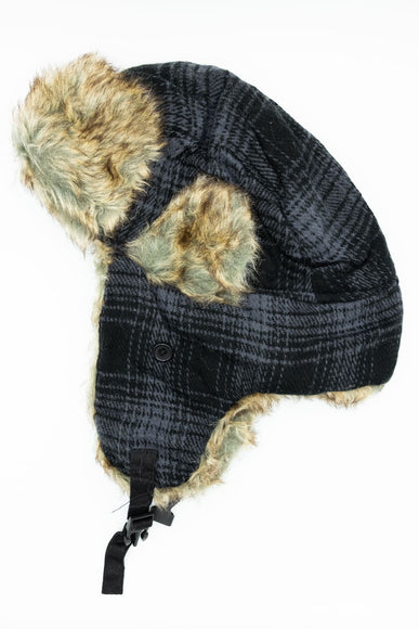 Faux Fur Trapper Hat for Women in Black 