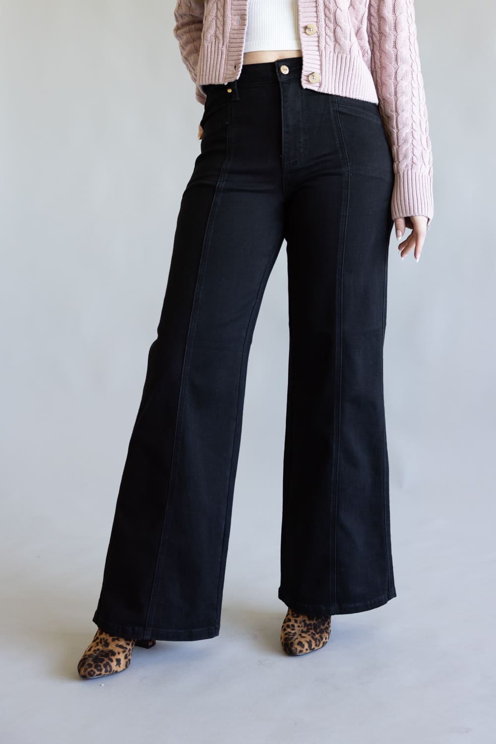 Judy Blue High-Rise Retro Wide Leg Jeans for Women in Black 
