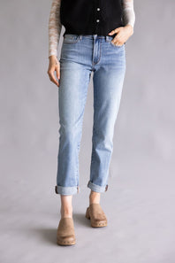 Judy Blue Mid-Rise Clean Cuffed Boyfriend Jeans for Women