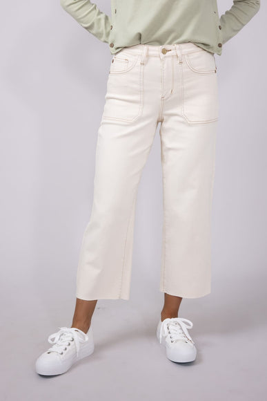 Judy Blue High Rise Dyed Crop Wide Jeans for Women in Ecru