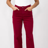 Judy Blue High Rise Heart Pocket Straight Jeans for Women in Scarlet Red