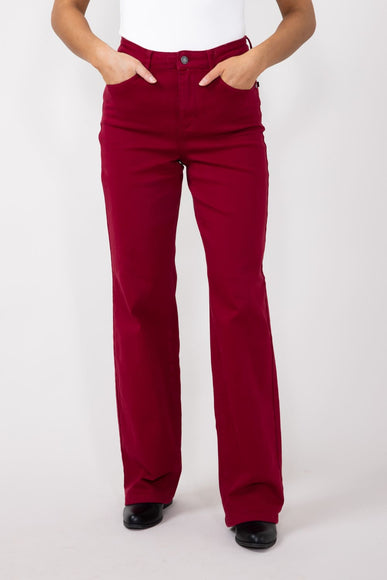 Judy Blue High Rise Heart Pocket Straight Jeans for Women in Scarlet Red