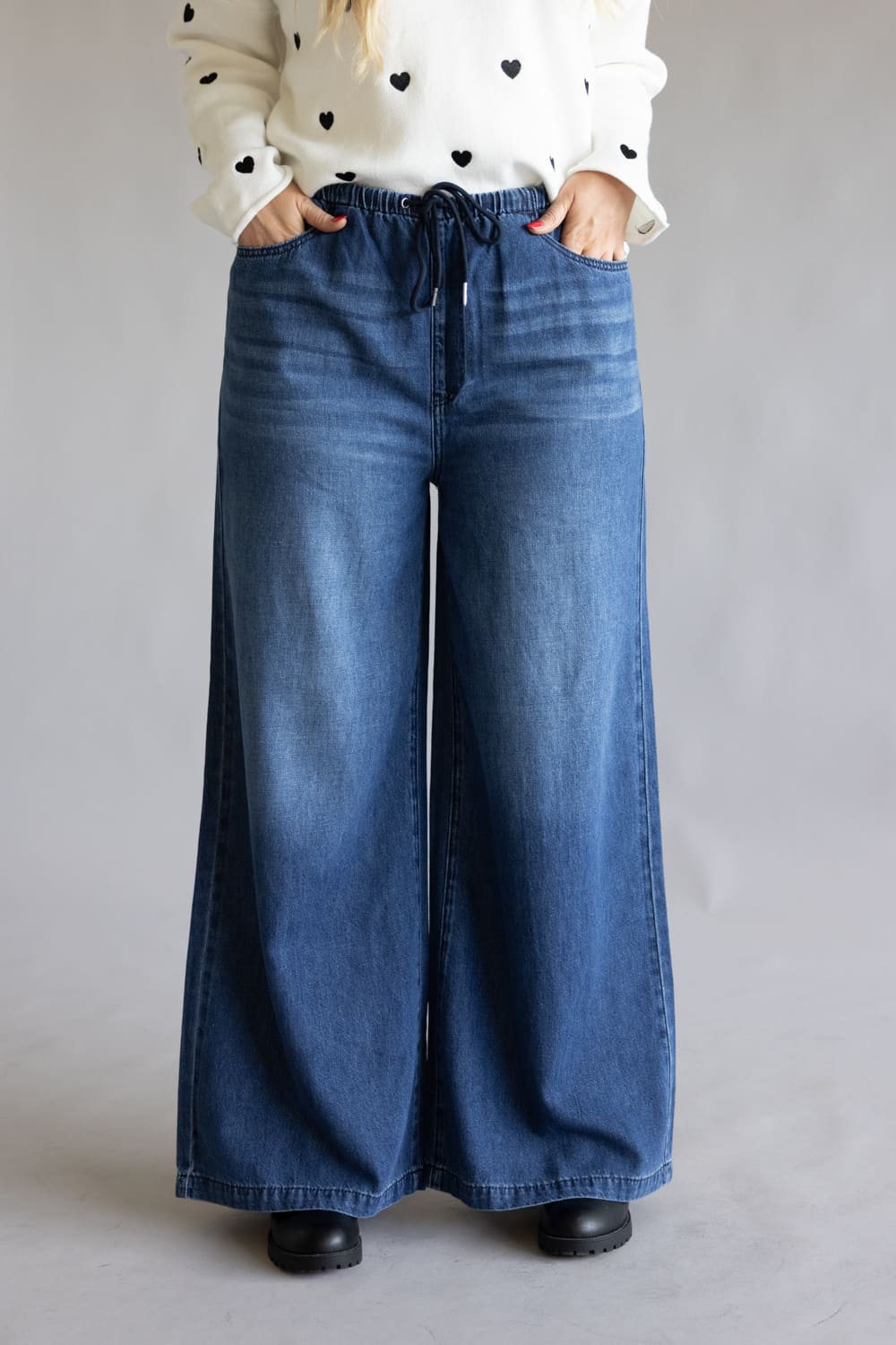 Judy Blue High Waist Featherweight Palazzo Wide Leg Jeans for Women