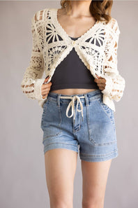 Judy Blue Vintage Wash Jogger Denim Shorts for Women