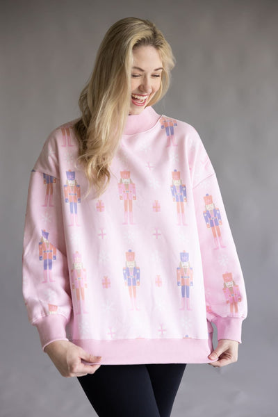 Nutcracker High Neck Sweatshirt for Women in Pink