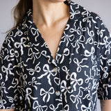 Bow Soft Pajama Set for Women in Black
