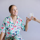 Mistletoe Champagne Soft Pajama Set for Women in Mint