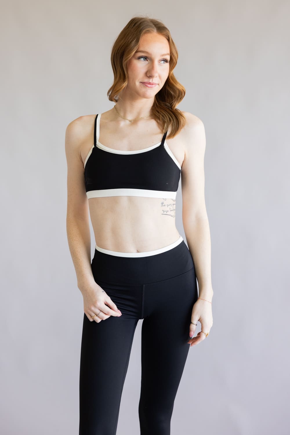 Double Layer Sports Bra for Women in Black/White