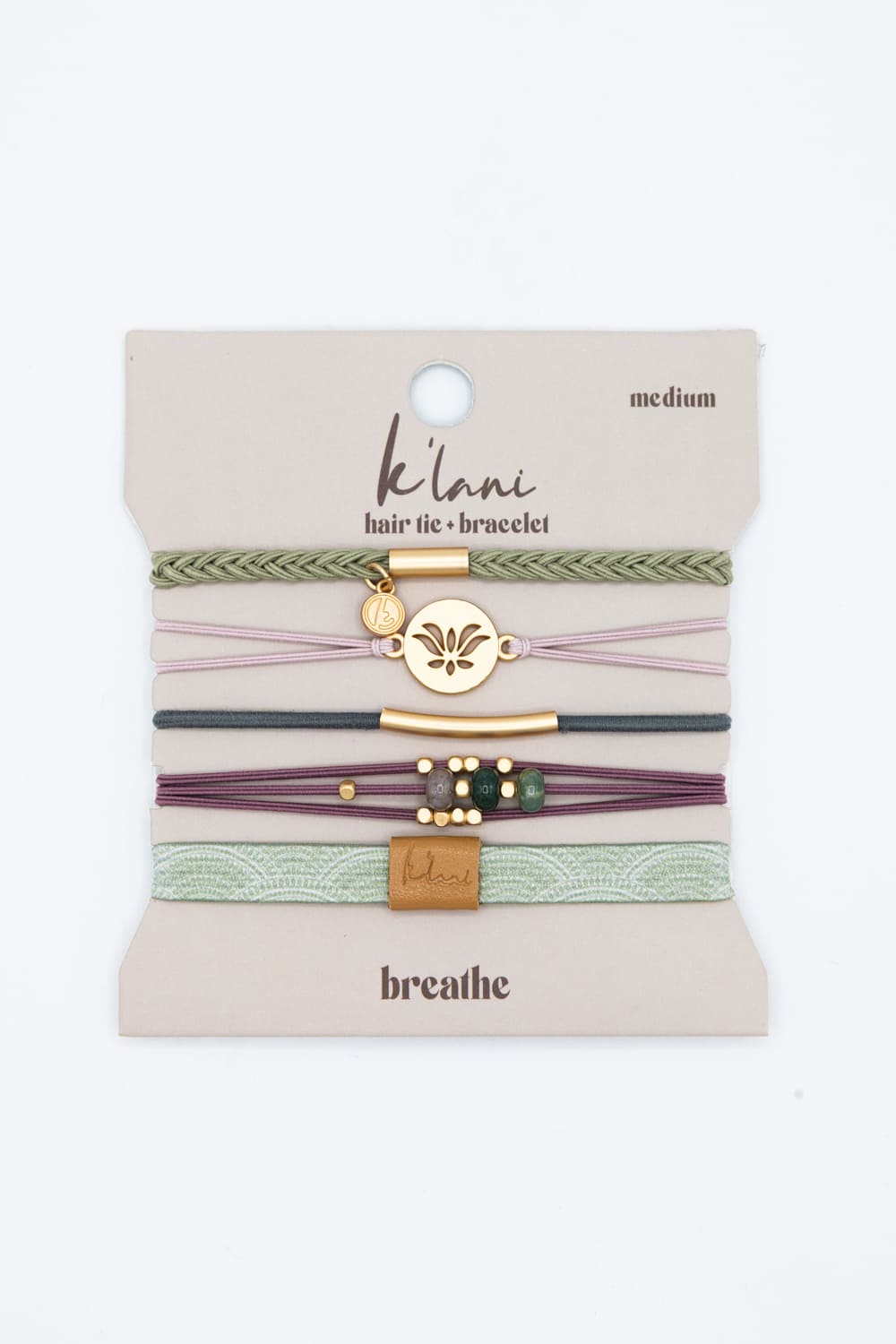 K’lani Breathe Medium Hair Tie Bracelets in Mauve Green