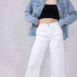 KanCan High Rise Crop Wide Jeans for Women in White