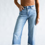 KanCan High Rise Crop Wide Leg Jeans for Women