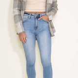 KanCan High Rise Shark Bite Ankle Skinny Jeans for Women