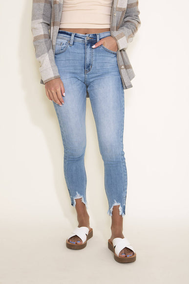 KanCan High Rise Shark Bite Ankle Skinny Jeans for Women