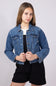 KanCan Youth Classic Denim Jacket for Girls in Dark Wash