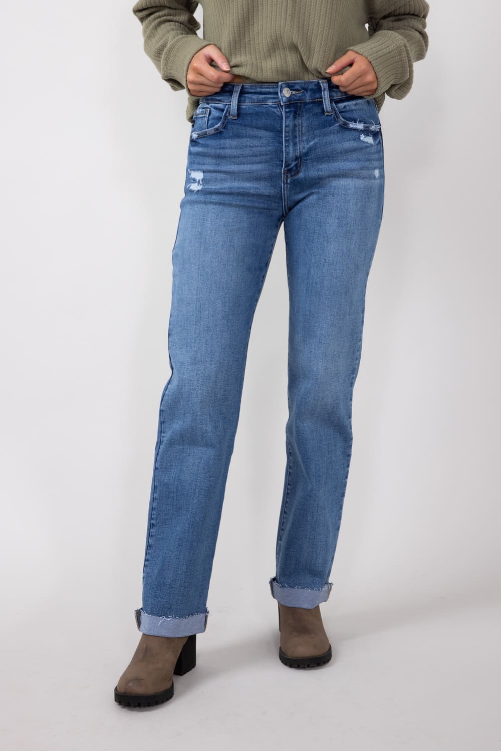 KanCan High Rise Dark Wash Clean Straight Jeans for Women