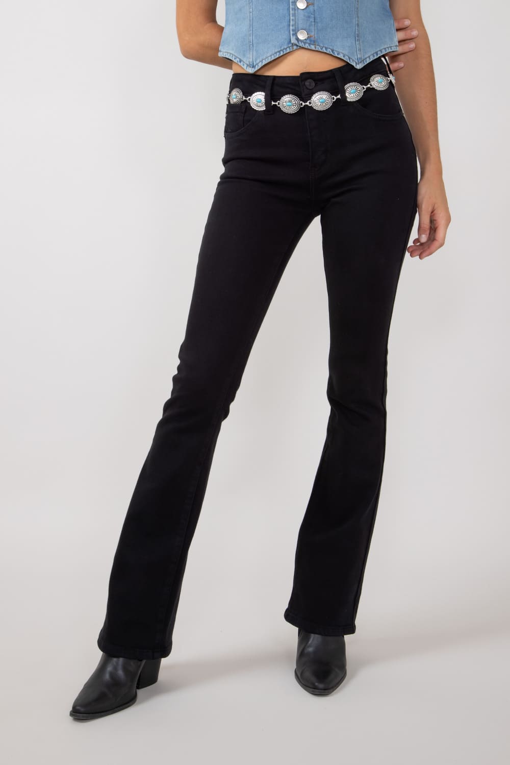 Boohoo Black Bootcut Jeans Ripped Ladies Jeans Black Distressed