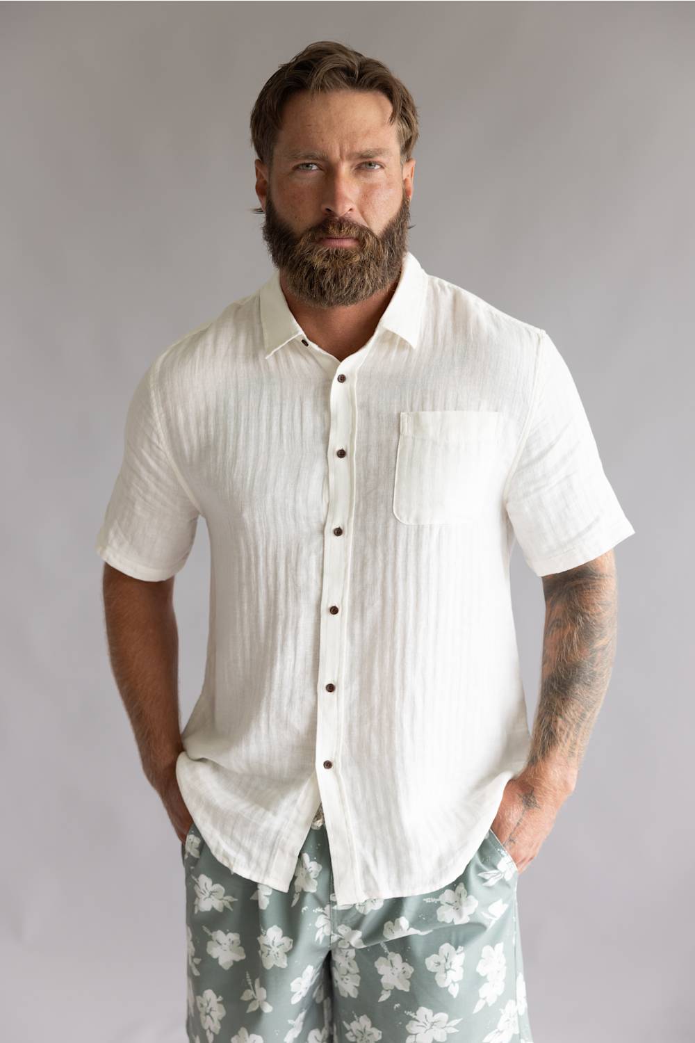 Katin Alan Solid Shirt for Men in Vintage White