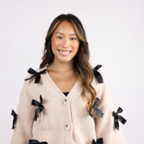 Katydid Bow Cardigan for Women in Tan