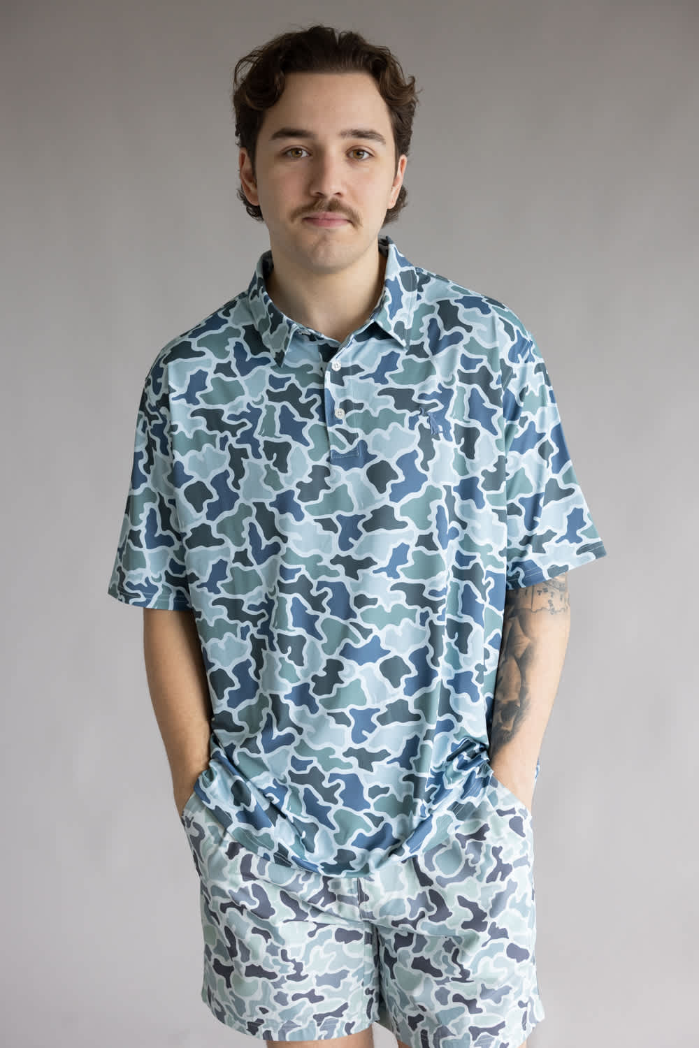 Local Boy Dirty Myrtle Polo for Men in Blue Camo