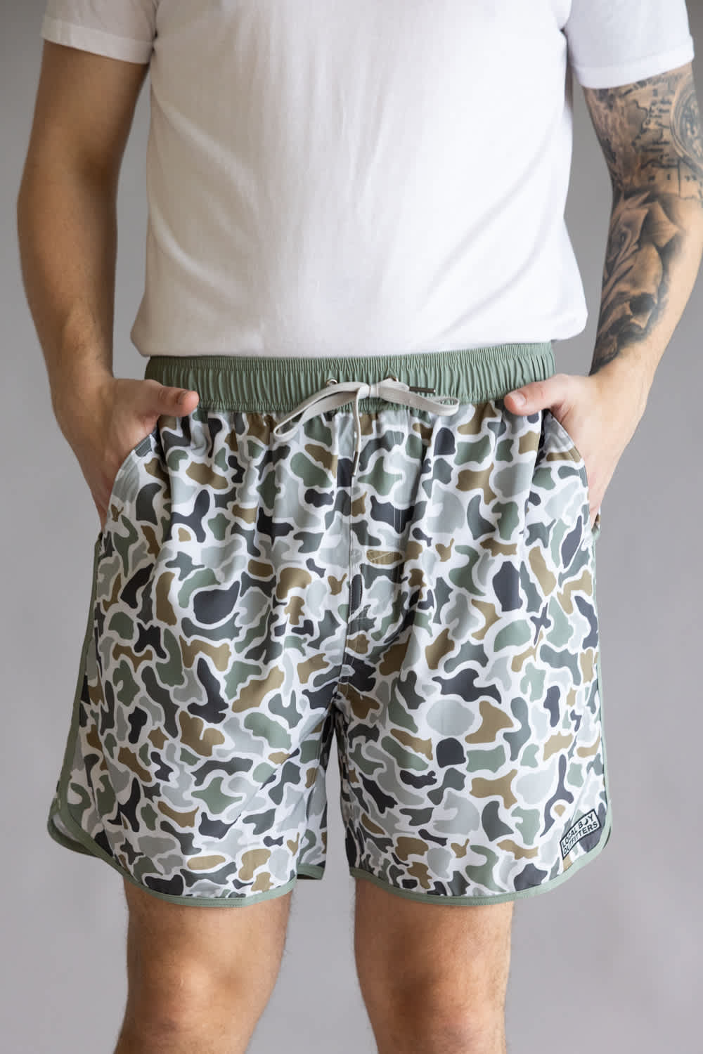 Local Boy Swim Shorts for Men in Brown Camo