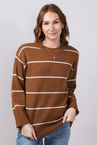 La Miel Pencil Stripe Sweater for Women in Brown