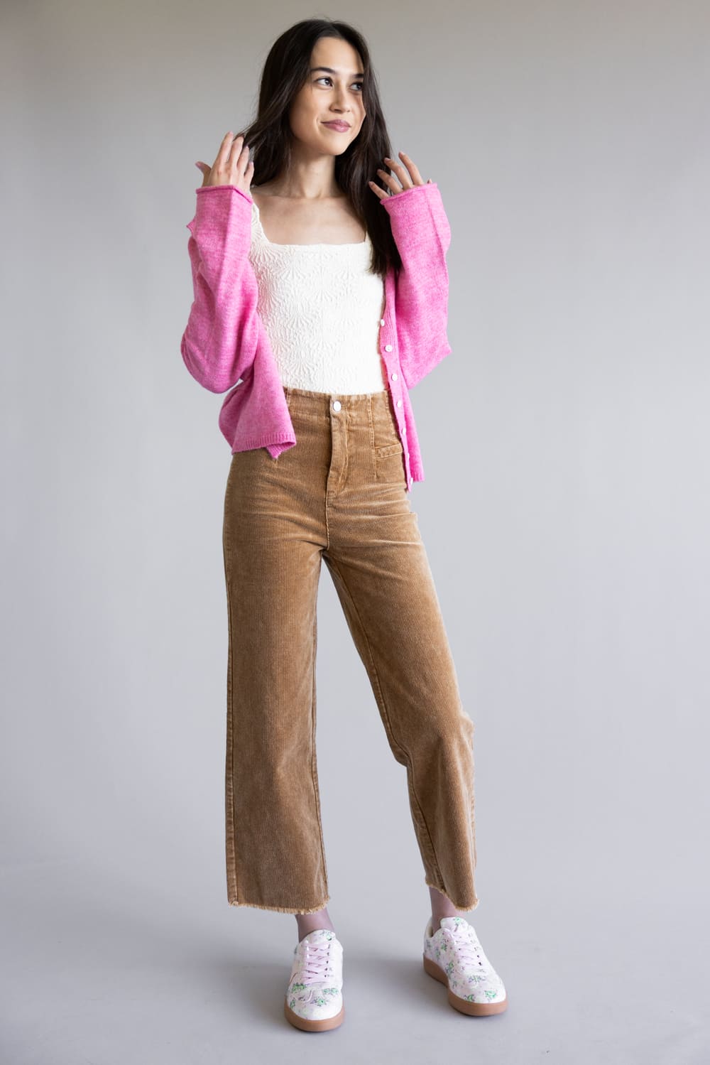 La Miel Mineral Wash Corduroy Pants for Women in Camel