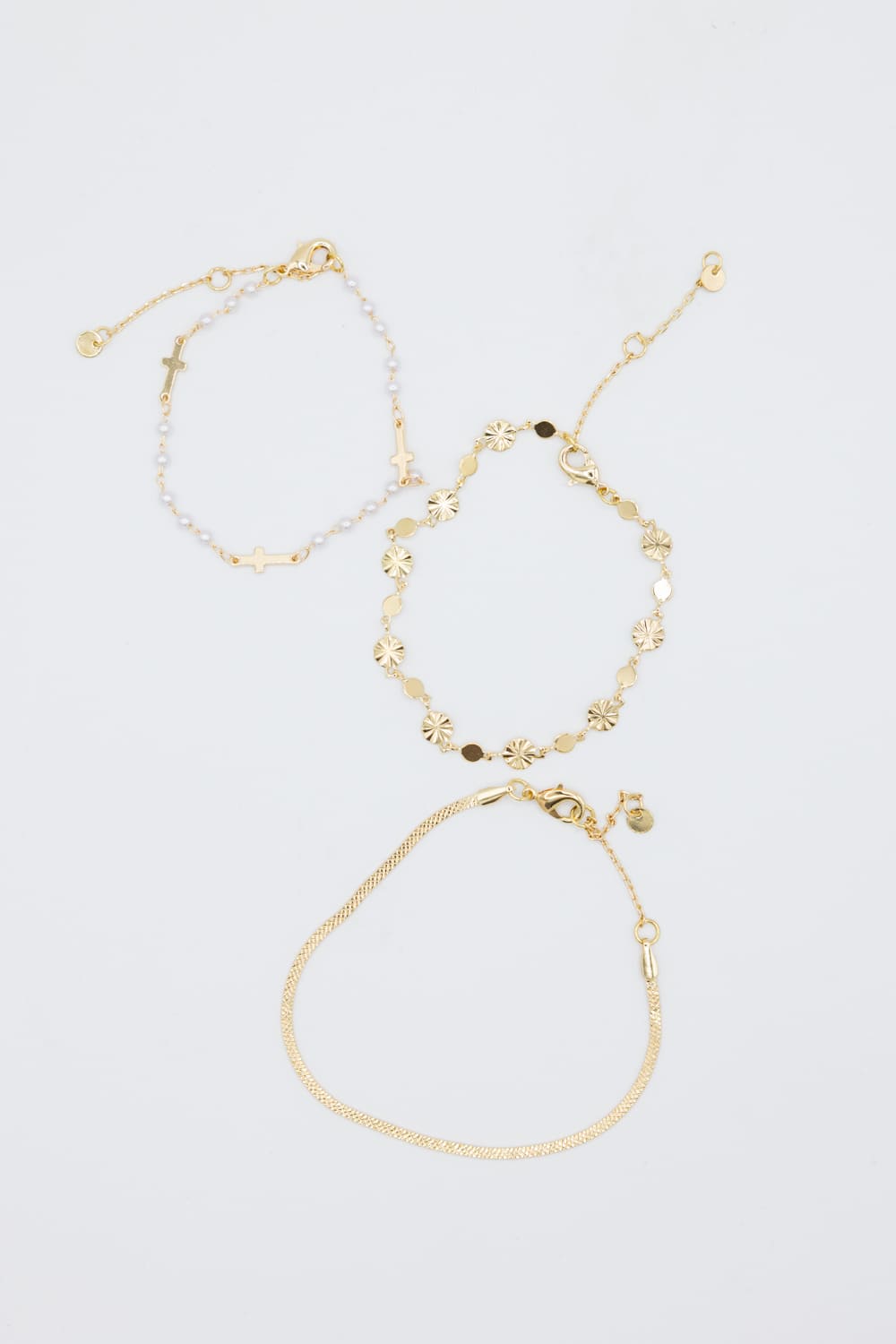 3 Piece Charm Bracelet Set in Gold