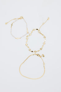 3 Piece Charm Bracelet Set in Gold