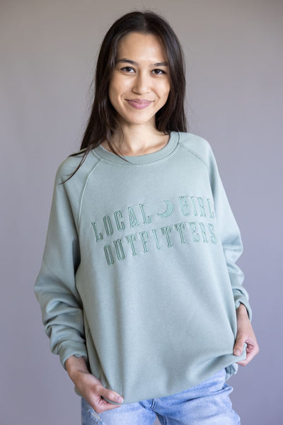 Local Girl Crewneck for Women in Sage Green