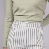 Stripe Lined Bermuda Shorts for Women in Natural