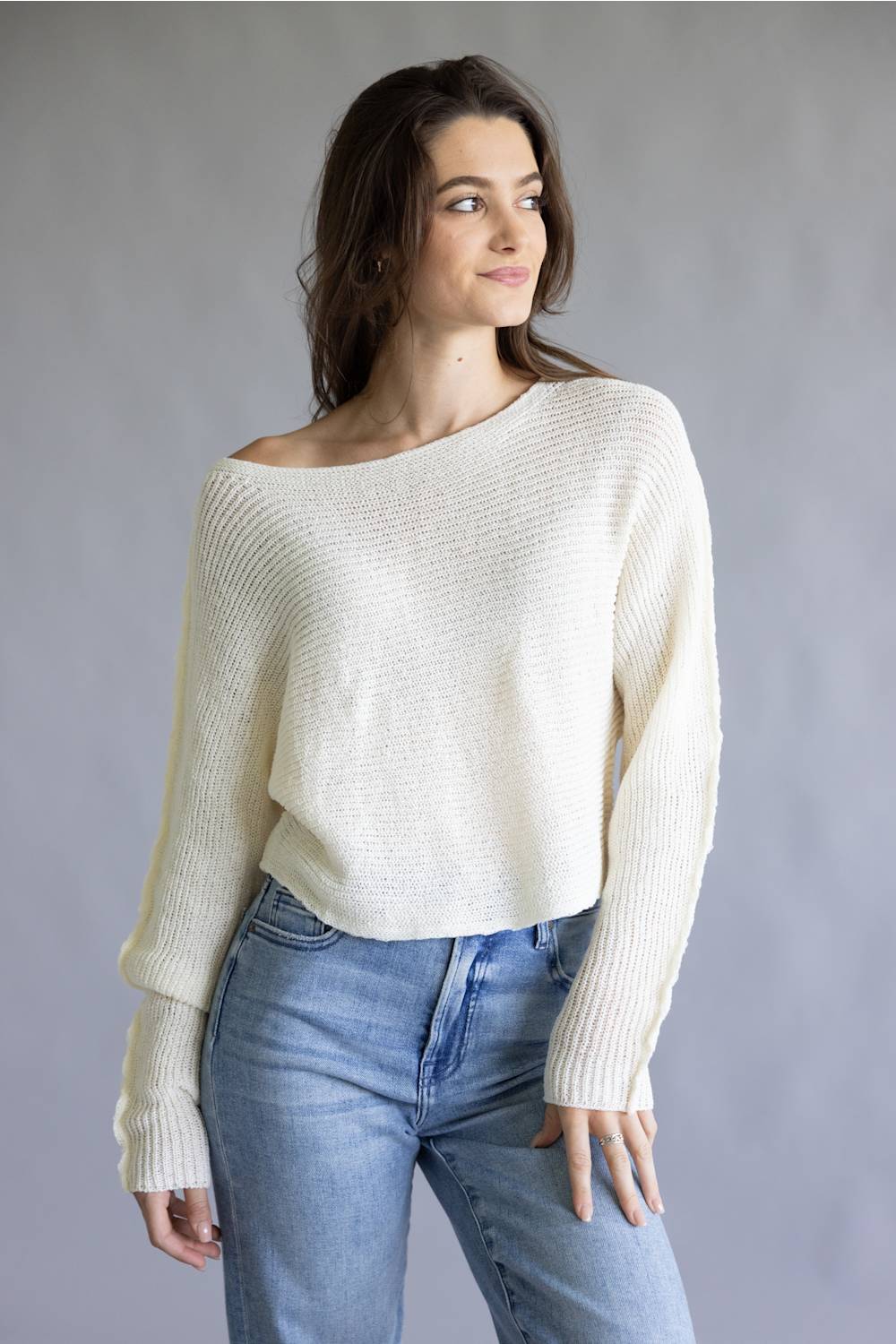 La Miel Off the Shoulder Sweater for Women in Milk