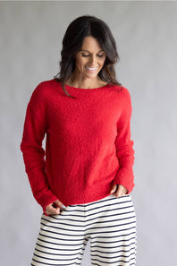 La Miel Reversible V-Neck Sweater for Women in Deep Red