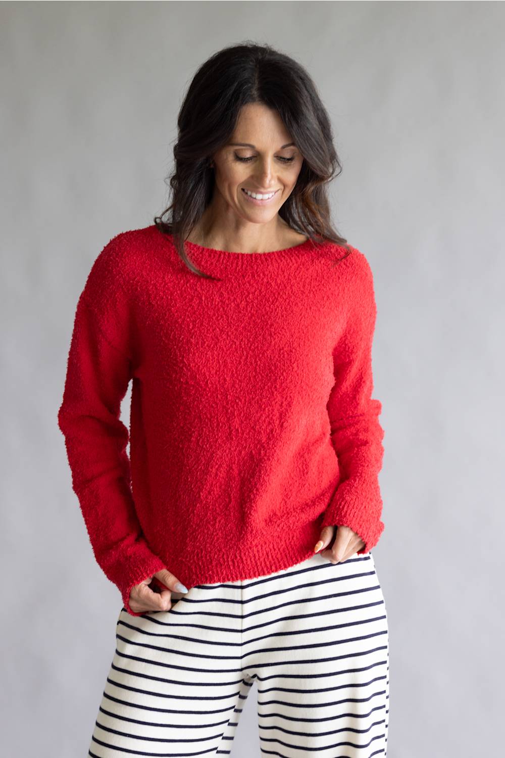 La Miel Reversible V-Neck Sweater for Women in Deep Red